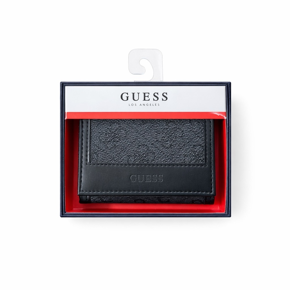 Guess Black Key Card Holder Textured Design